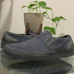 UGG AUSTRALIA MEN’S CAVETTE WEAVE CHARCOAL LEATHER SHEEPSKIN Loafer